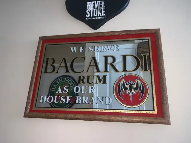 Vintage Bacardi Rum mirror bar sign Mint condition in Arts & Collectibles in Calgary - Image 4