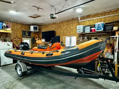 Fast, solid Mercury RHIB in good running shape. 2007 115 Optimax (415 hrs), hits 40 mph. Fiberglass...