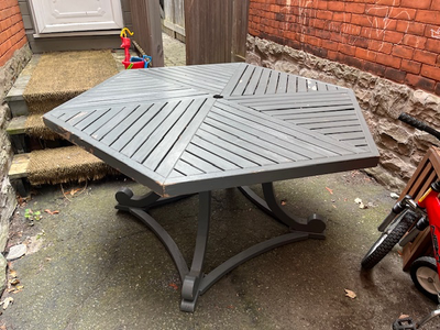 Patio painted teak table, View more