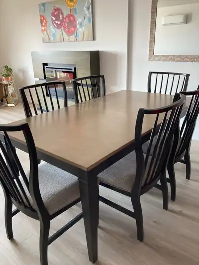 Beautiful, solid wood, large table with six chairs, View more