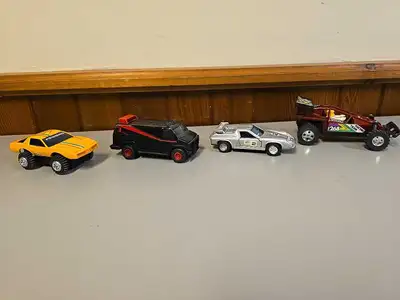This vintage 1:37 scale car lot includes the A-Team Pull Back Van, Team Race 268 Special, Lotus Euro...