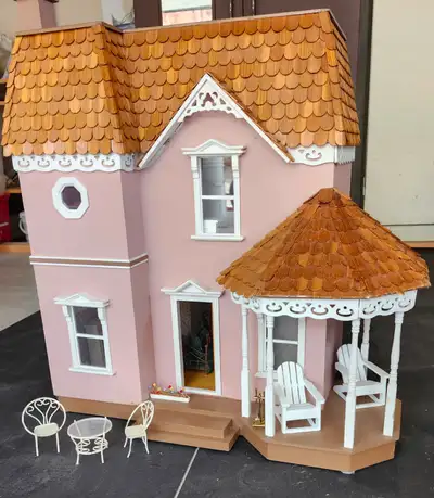 Solid wood hand crafted doll house and furniture, View more