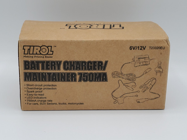Tirol Battery Charger/Maintainer 750MA 6V/12V T23320EU brand new dans Autres pièces et accessoires  à Ouest de l’Île