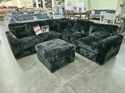 Corner Corduroy Material Sectional Sofa with Ottoman On Sale , View more