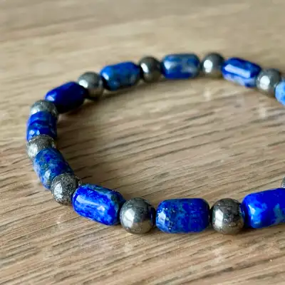 Lapis Lazuli & Pyrite bracelet - Intuition & Wealth, View more