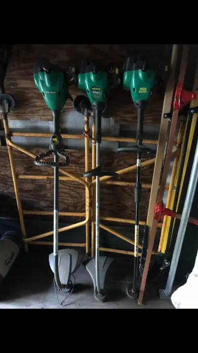 Three weed eater grass trimmers were all working last year before storage, could use new gas or carb...