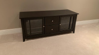 Mocha TV stereo stand unit with drawers and glass doors 