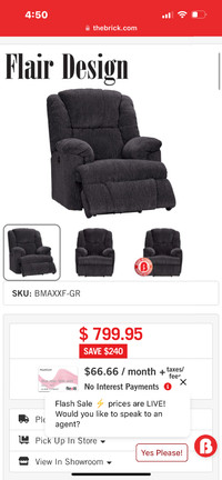 Brand New Electric Chenille Recliner
