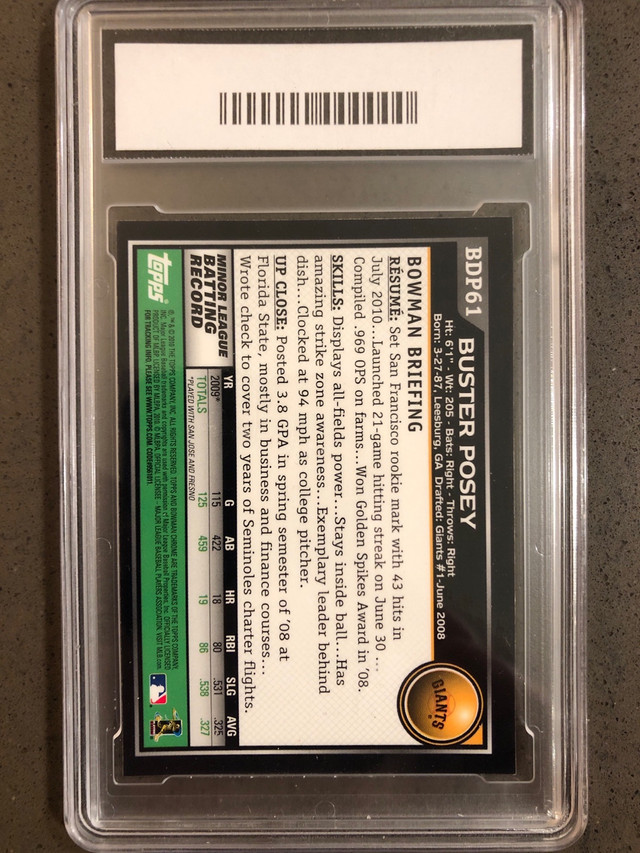 Buster Posey Graded Rookie Card in Arts & Collectibles in Markham / York Region - Image 2