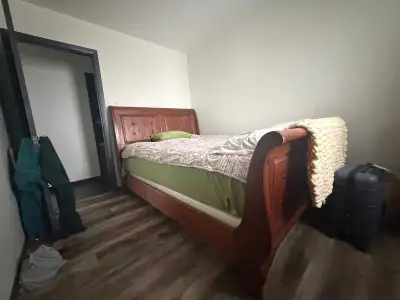 Sleigh bed with mattress and box spring, View more
