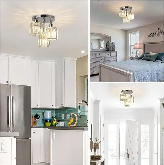 Semi Flush Mount Ceiling Light,3-Light Modern Close to Ceiling L in Indoor Lighting & Fans in Mississauga / Peel Region - Image 5