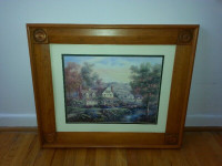 Cottage themed art print in solid wood frame