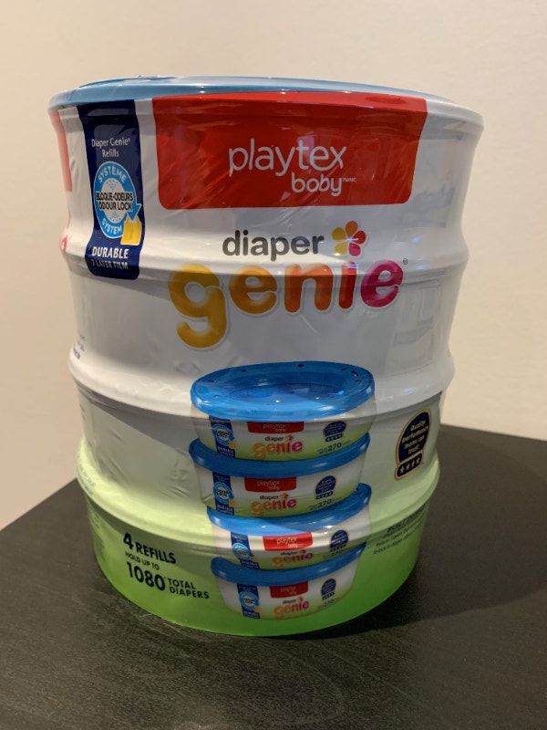 Poubelle a couche de bébé Diaper Genie Playtex Bain, table à langer