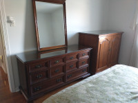 Dresser with mirror and headboard