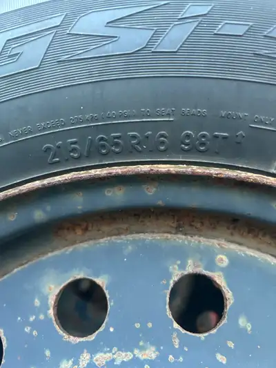 Set of 4 Toyo winter tires on rims in excellent condition. 215/65 R16 5 bolt steel wheels, 4.5” or 1...