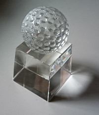 Vintage Crystal Golf Ball with Crystal Stand