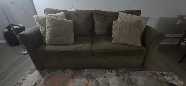 RUSH SALE!!! Brown pull out sofa bed with pillows in Couches & Futons in City of Toronto - Image 3