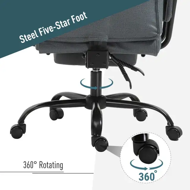 Swivel Reclining Office Chair with Ergonomic with Footrest, Grey in Chairs & Recliners in Markham / York Region - Image 5