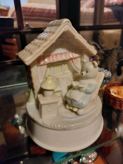 Teddy Bear music box plays the "Teddy Bear Picnic" song and rotates when it's playing. In prefect co...