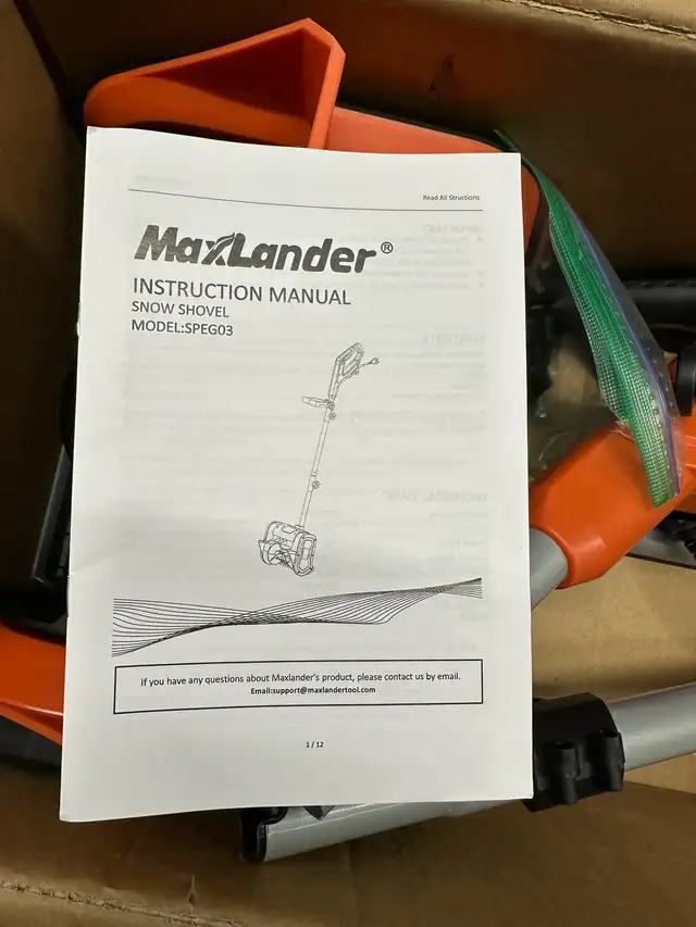 MaxLander Electric Snow Shovel, model SPEG03 in Snowblowers in Mississauga / Peel Region - Image 6