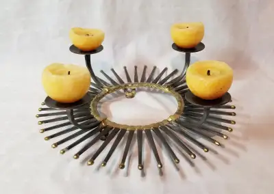 Circular mcm candelabra brutalist 4 candles square horse nails, View more