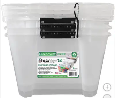 Greenmade InstaView 45 Multi-Use Storage Bin, 45 Quart, Clear, Voir plus