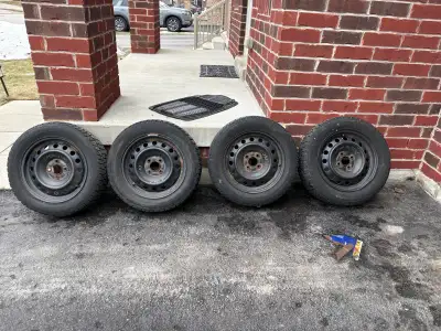 Set of 4 Winter Tires 195/60R15 with Steel Rims. Previously installed in 2005 Honda Civic