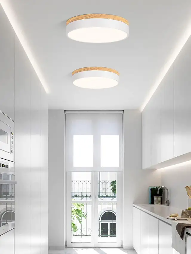Dimmable Wood LED Ceiling Light, 2700K-6000K Round Flush Mount F in Indoor Lighting & Fans in Oshawa / Durham Region - Image 7