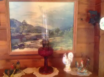 ANTIQUE RUBY RED ALADDIN LAMP, View more