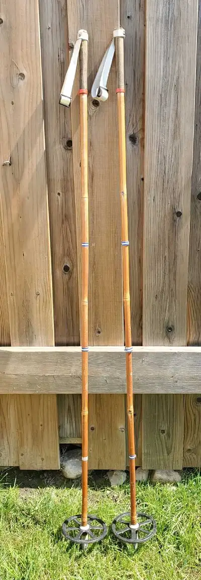 Vintage FINN-SAUVA Bamboo/Leather Cross Country Ski Poles, View more