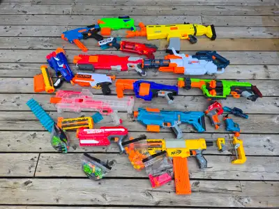 Large Lot of Nerf Blasters, View more