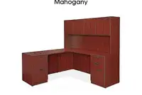 Wood L-desk with Hutch