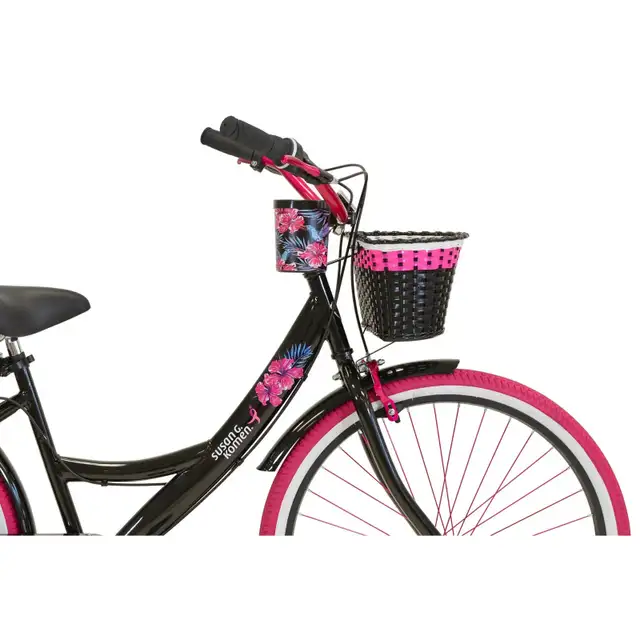BRAND NEW Fight Cancer 26" Ladies Womens Cruiser Bike Black Pink63010223628033124