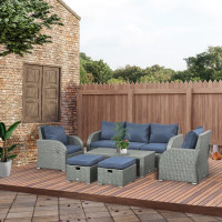 Brand New  6 Pieces PE Wicker Patio Sectional Furniture