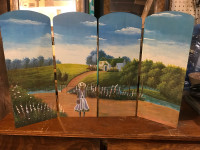Hand painted “Anne Of Green Gables” wooden folding screen. 