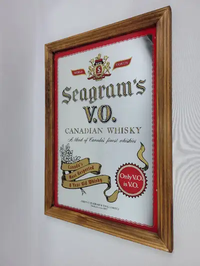 Seagrams VO Whiskey 12.5x18 bar sign in nice used shape as shown.