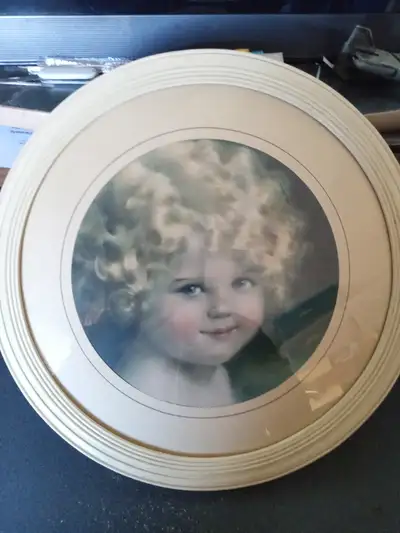 Vintage wall art print "SUNBEAM" by Bessie Pease Gutman on round picture frame from 1920's measuring...