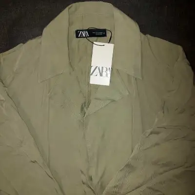 Zara Women's Lyocell Trench Coat Sage Olive Green, View more