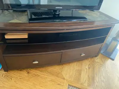 TV stand: wood and slate, View more