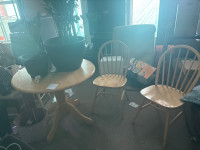 Wooden round table with 2 chairs