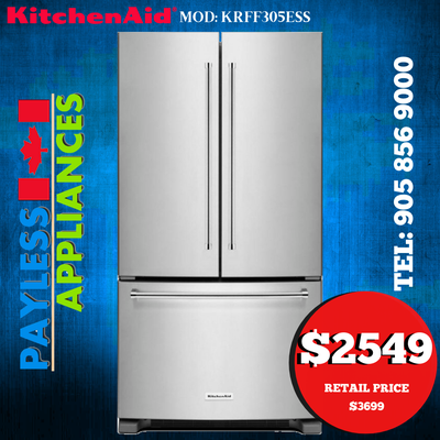 Kitchenaid KRFF305ESS 36" Standard Depth French Door Fridge 25.2, View more