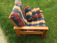 I deliver! Solid Wood Chair. Leans FLAT like futon for sleeping