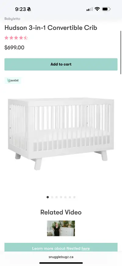 Babyletto Hudson 3-in-1 crib in White, View more