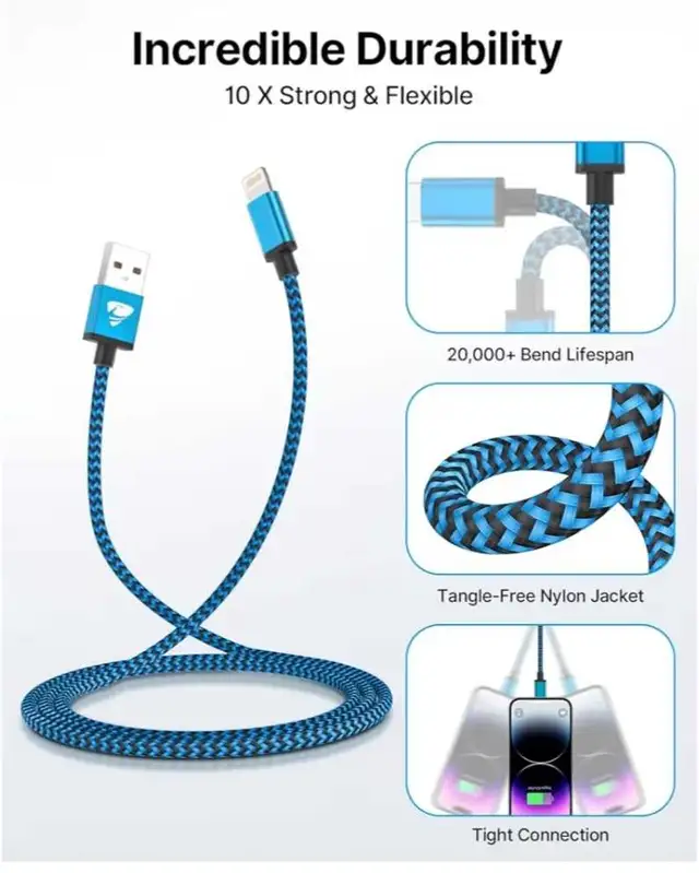 Charging  Cable for i phone ( 2 ) in Cell Phone Accessories in Markham / York Region - Image 6