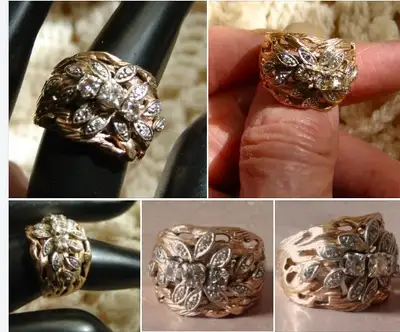Custom 70's Diamond 10k Gold RING 9.2 GRAMS, View more