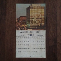 VINTAGE CENTENNIAL 1967 WATERLOO TRUST ADVERTISING CALENDAR