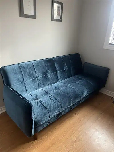 Beautiful blue velvet futon by Structube $300 or best offer (OBO) Bought for $500 + HST Very clean -...