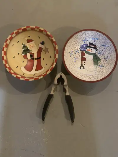 2 Wooden  Bowls with Nut Cracker, View more