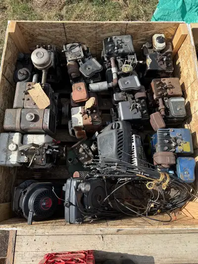 Cleaning out Grandpas small engine shed! Crate full of Small engines. (12) engines in the first crat...