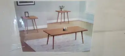NICE!!  BRAND NEW!  THREE PIECE COFFEE AND TWO END TABLE SET, View more